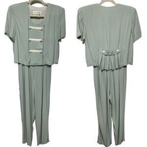 Vintage Jumpsuit Romper Light Blue One Piece Suit Casual Corner Petite Size 10